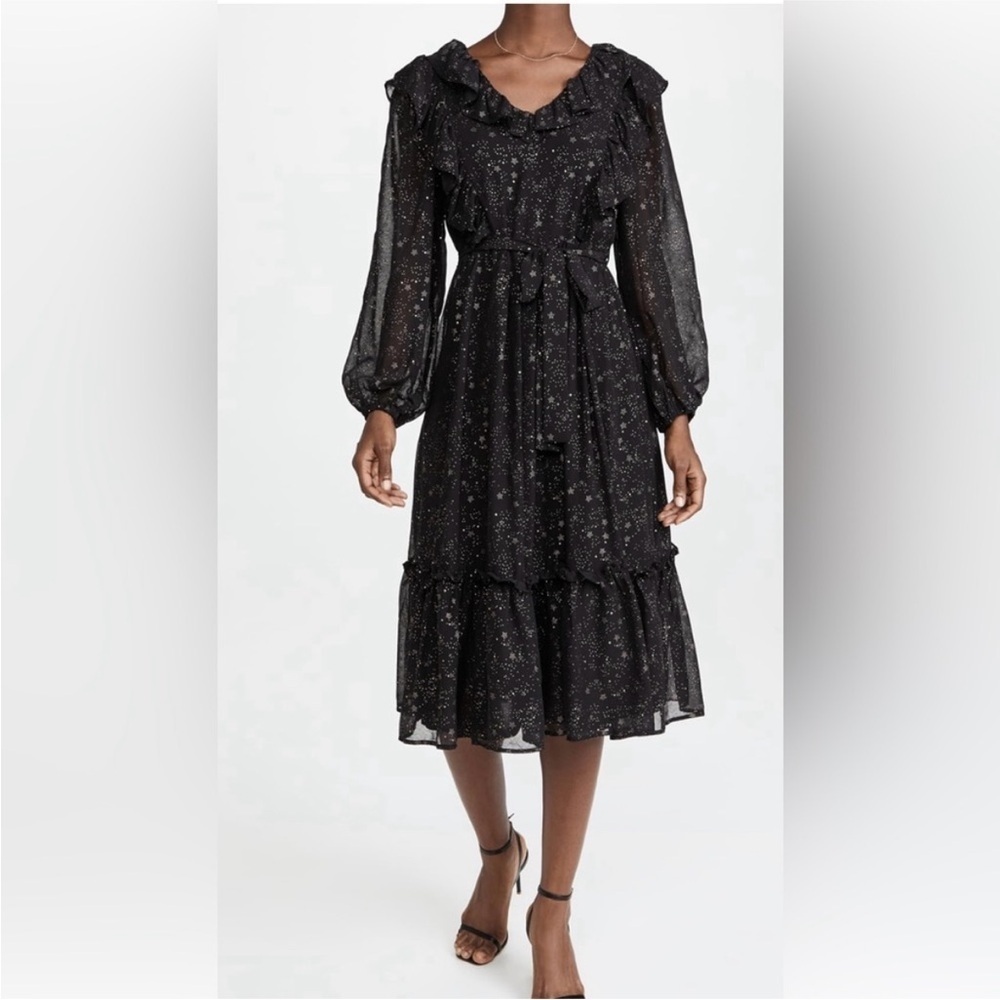 Anthropologie Moon River Black Gold Star Dress Small